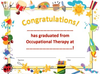 Occupational Therapy Graduation Certificate by Rachel Goranites TPT