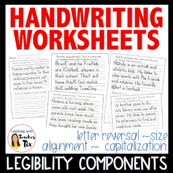 Preview of Occupational Therapy Handwriting Legibility Component Worksheet Packet