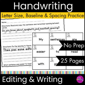 Preview of Handwriting Practice Worksheets for Spacing Between Letters and Words No Prep 