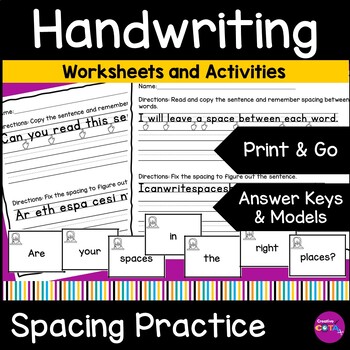 Preview of Handwriting Practice Worksheets for Spacing Between Letters and Words No Prep