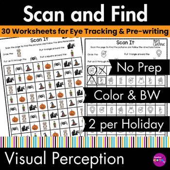 Preview of Occupational Therapy Visual Scanning, Eye Tracking Fine Motor No Prep Activities
