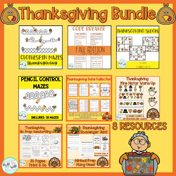 Preview of Occupational Therapy OT Activities Thanksgiving/Fall Growing Bundle