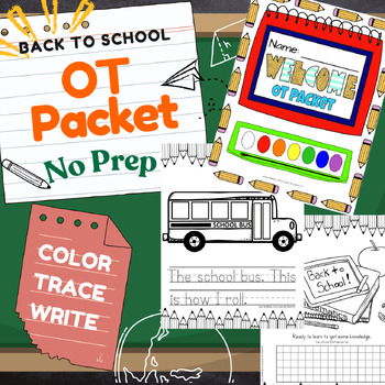 Preview of Occupational Therapy (OT) Back to School Color, Trace, and Handwriting Packet