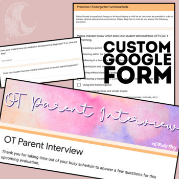Preview of Occupational Therapy OT Parent Interview Custom Template (Google Forms)