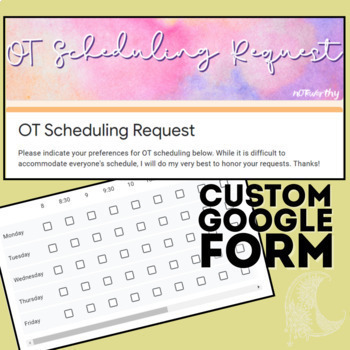 Preview of Occupational Therapy OT Scheduling Request Custom Template (Google Forms)
