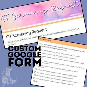 Preview of Occupational Therapy OT Screening Request Custom Template (Google Forms)