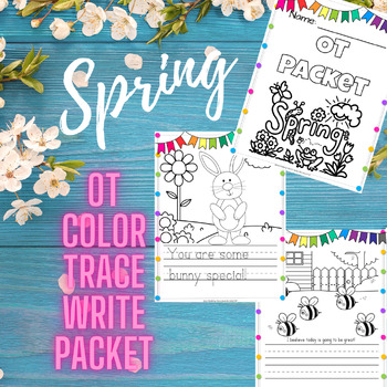 Preview of Occupational Therapy (OT) Spring Color, Trace, and Handwriting Packet