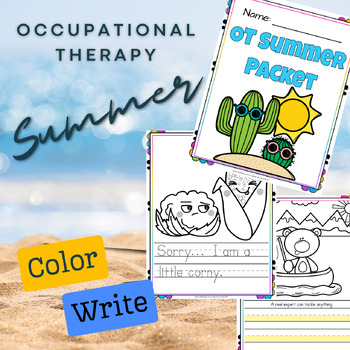 Preview of Occupational Therapy (OT) Summer Color, Trace, and Handwriting Packet