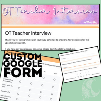 Preview of Occupational Therapy OT Teacher Interview Custom Template (Google Forms)