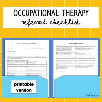 Preview of Occupational Therapy Referral Checklist - printable version