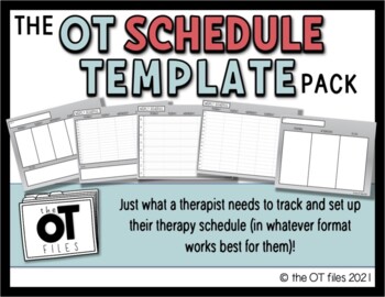 Preview of Occupational Therapy SCHEDULE Template Pack Printable