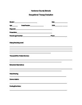 Preview of Occupational Therapy School System Evaluation Template