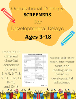 Preview of Occupational Therapy Screener Checklists for Ages 3-18