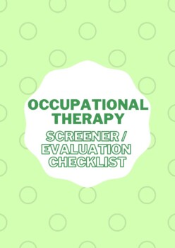 Preview of Occupational Therapy Screener or Evaluation Checklist Version 1