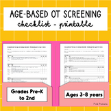 Age-based occupational therapy screening checklist - printable