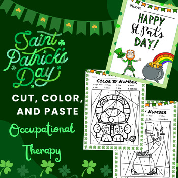 Preview of Occupational Therapy St. Patrick's Day: Color, Trace, Paste, & Cut Packet