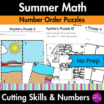 Preview of Occupational Therapy Summer School Math Morning Work Number Order Puzzles