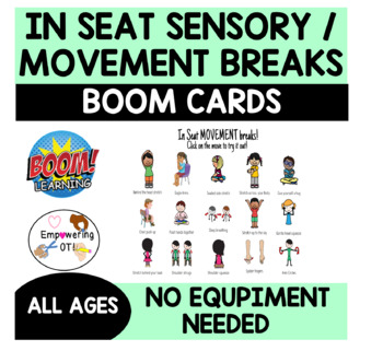 Preview of Occupational Therapy Teletherapy: IN SEAT Movement breaks SENSORY BOOM CARDS