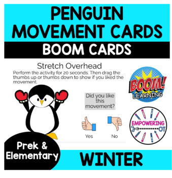 Preview of Occupational Therapy Teletherapy: Penguin Movement BOOM CARDS Winter