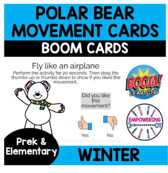 Preview of Occupational Therapy Teletherapy: Polar Bear Movement BOOM CARDS Winter