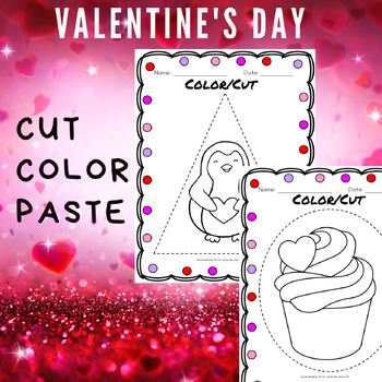 Preview of Occupational Therapy Valentine's Day: Coloring, Tracing, Paste, & Cutting Packet