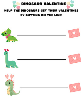 Preview of Occupational Therapy Valentine’s Dinosaur Cutting Activity