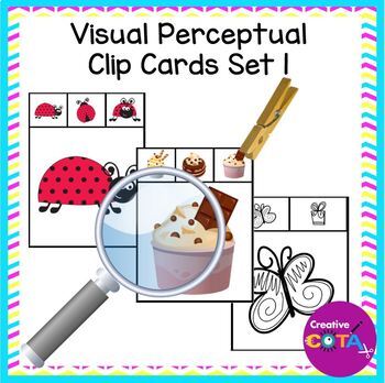 Preview of Occupational Therapy Visual Perception Activity Fine Motor Clip Cards