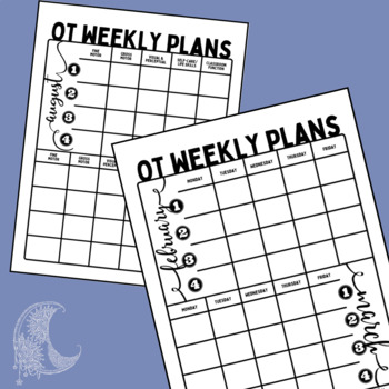 Preview of Occupational Therapy Weekly Session Plan Templates