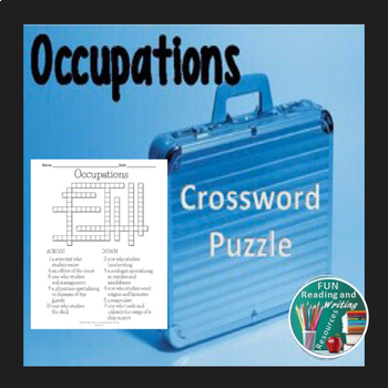 Occupations Crossword Puzzle by Fun Reading and Writing Resources