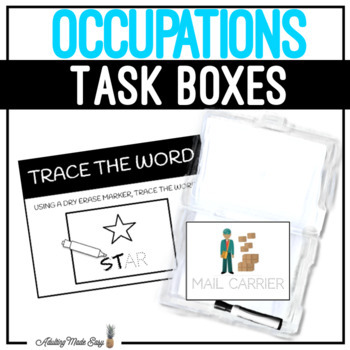 Preview of Occupations Task Boxes - Trace The Word