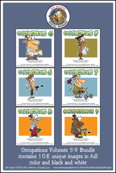 Preview of Occupations Cartoon Clipart BUNDLE 2 for ALL grades