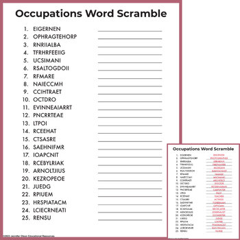 Preview of Occupations Word Scramble