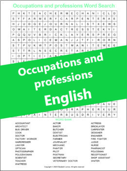 Preview of Occupations and Professions: activities (ESL A1/B1) (+ Digital TpT) FREEBIE