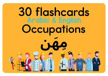 Preview of Occupations flashcards in Arabic and English