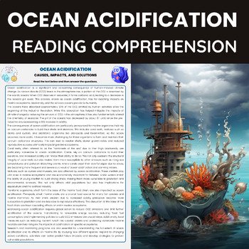 Preview of Ocean Acidification Reading Comprehension Passage for Climate Change Effects