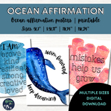 Ocean Affirmation Posters, Classroom Ocean Decor, Social a