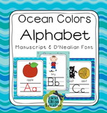 Ocean Colors Alphabet Poster & Letter Sound Pack (manuscri