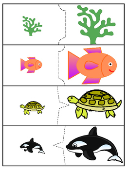 Ocean Animal Big and Small Match-Up Puzzle for Preschool ...