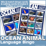 Ocean Animal Bingo Games to Target Answering What, Describ