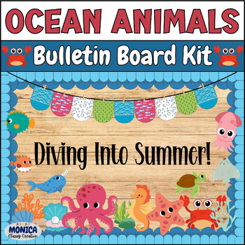 Preview of Ocean Animal Bulletin Board Kit Summer Under The Sea Theme Classroom Door Decor