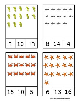 Ocean Animal Count and Clip Cards by Preschool Powol Packets | TPT