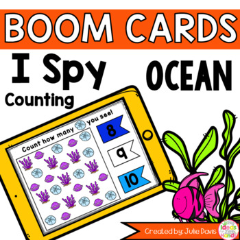 Preview of Ocean Animal Kindergarten Math Games | Counting Boom Task Cards