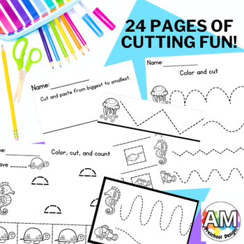 Preview of Ocean Animal Cutting with Scissors Practice - Fine Motor Skills Activity