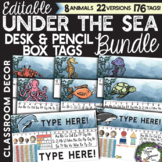 Ocean Animal Desk and Pencil Box Name Tag Bundle