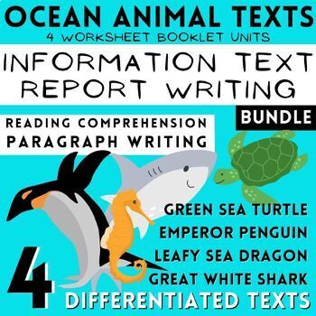 Preview of Ocean Animal Information Texts, Report Writing & Reading Analysis Bundle