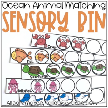 Preview of Ocean Animal Matching Sensory Bin FREEBIE