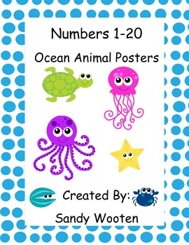Preview of Ocean Animal Number Posters 1-20