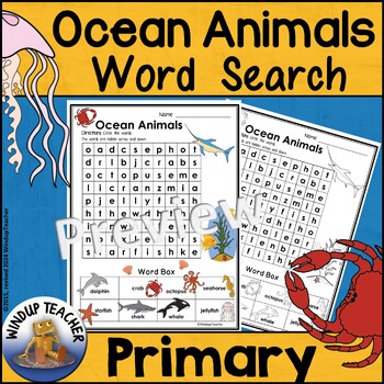 ocean animals word search easy by windup teacher tpt