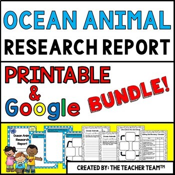 Preview of Ocean Animal Report Printable and Google Slides Bundle