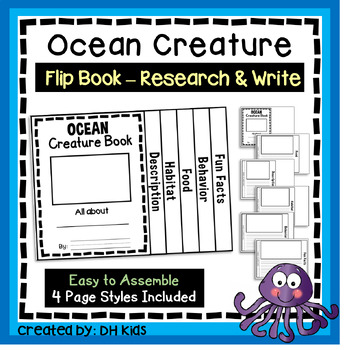 Preview of Ocean Animal Report, Science Flip Book Research Project, Sea Writing Activity